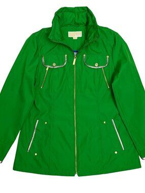 MICHAEL KORS Light Jacket Green Trench Business Casual Coat Womens Large